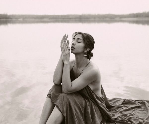 Woman in a calm state, enjoying a moment of harmony